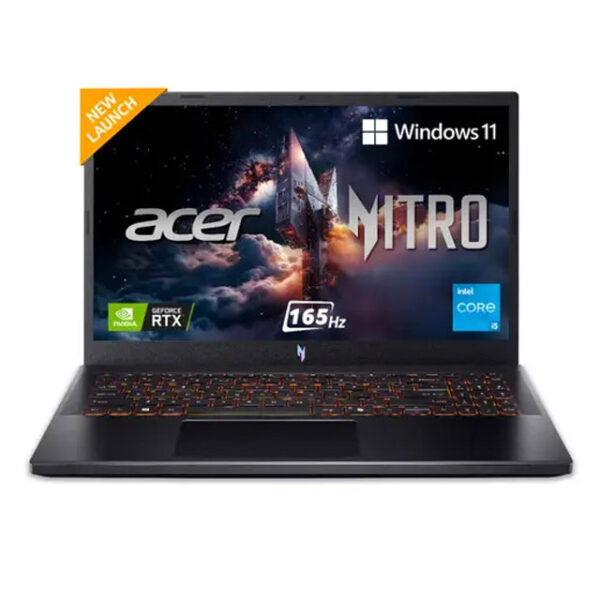 Acer NITRO V 15, Gaming Laptop, Intel core i5 13420H Processor, NVIDIA GeForce RTX 5050 - 8 GB GDDR7, 16 GB RAM, 512 GB SSD, Full HD IPS, 15.6"/39.62 cm, 165 Hz, Windows 11 Home, MSO, Obsidian Black, 2.11 kg, ANV15-52, Amber backlight Keyboard